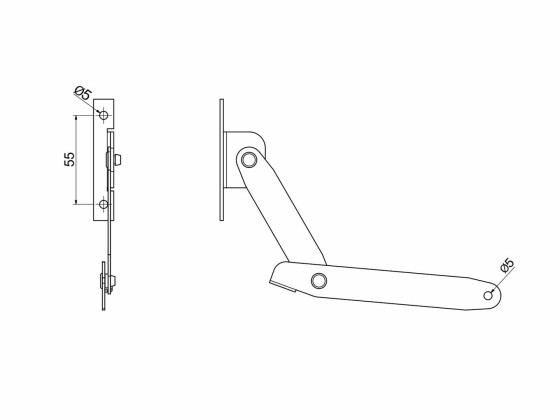 Skærehengsel, venstre (t. HH) - 20170461