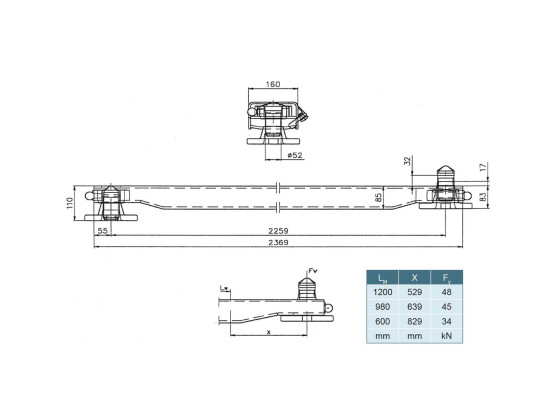 Containerbanke med galvanisert lås /85, Rå - 410075000