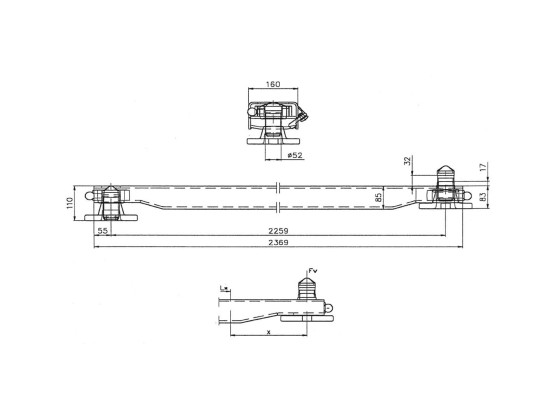 Containerbanke med galvanisert lås /85, Rå - 410075000