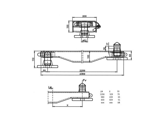 Containerbanke med galvanisert lås  /100, Rå - 410080100