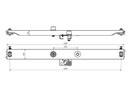 Containerbanke m/holder/ruller 100  rå - Schneider 410088400