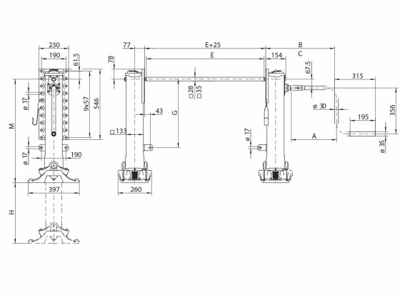 Støtteben Modul B MH 850 H520 Venstre - B0203-0000L
