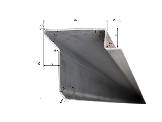 Kantprofil 4mm/28mm, 7m. Rå  - .