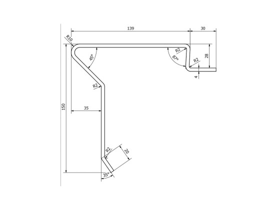Kantprofil 4mm/28mm, 7m. Rå  - .