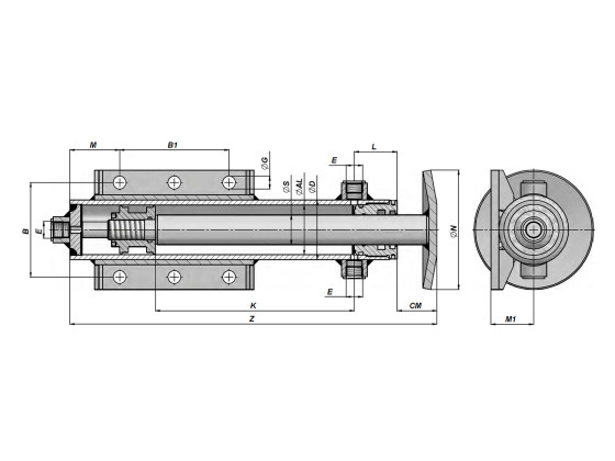 Hydraulisk støtteben  110x060x0600 ekstra krom - HMS01000600600
