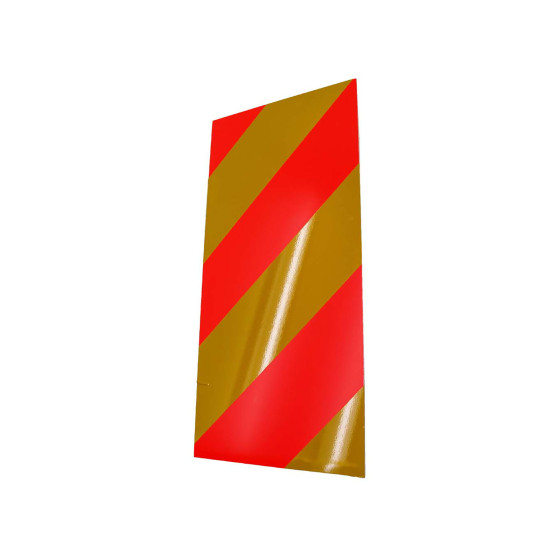 Breddemarkerings skilt rød/gul, Venstre bak/høyre foran, 250x525mm - 8592