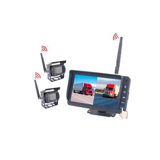 BevoCam 7" skjerm og 2 stk kamera AHD trådløst touch betjening u/lukker - CM-718MDW-HD+AC-301MDW-HD