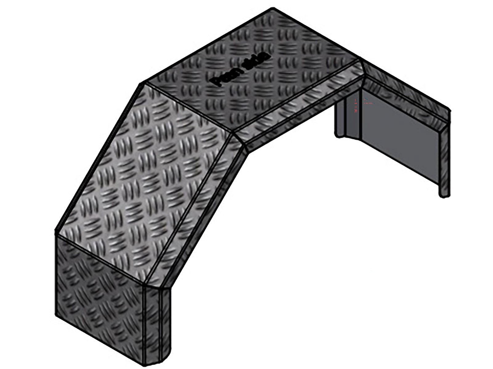 Aluminiumskjerm, hel 450x1310mm f. andre styreaksel -pulverlakkert utvendig - Ritn.nr: 20221280