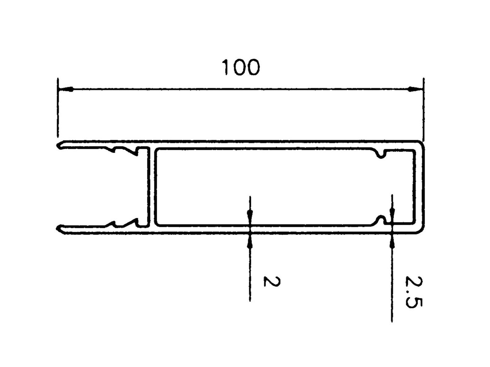 Overprofil 100 mm / 2,5 m - B100225