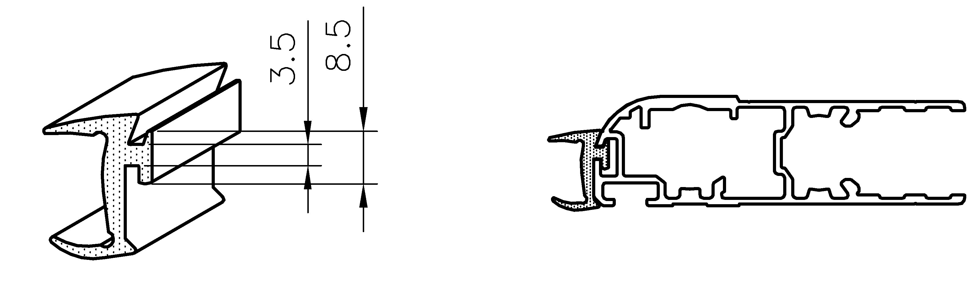 Gummilist mellom sidedører L = 12 m - P1080 - 2 219 530