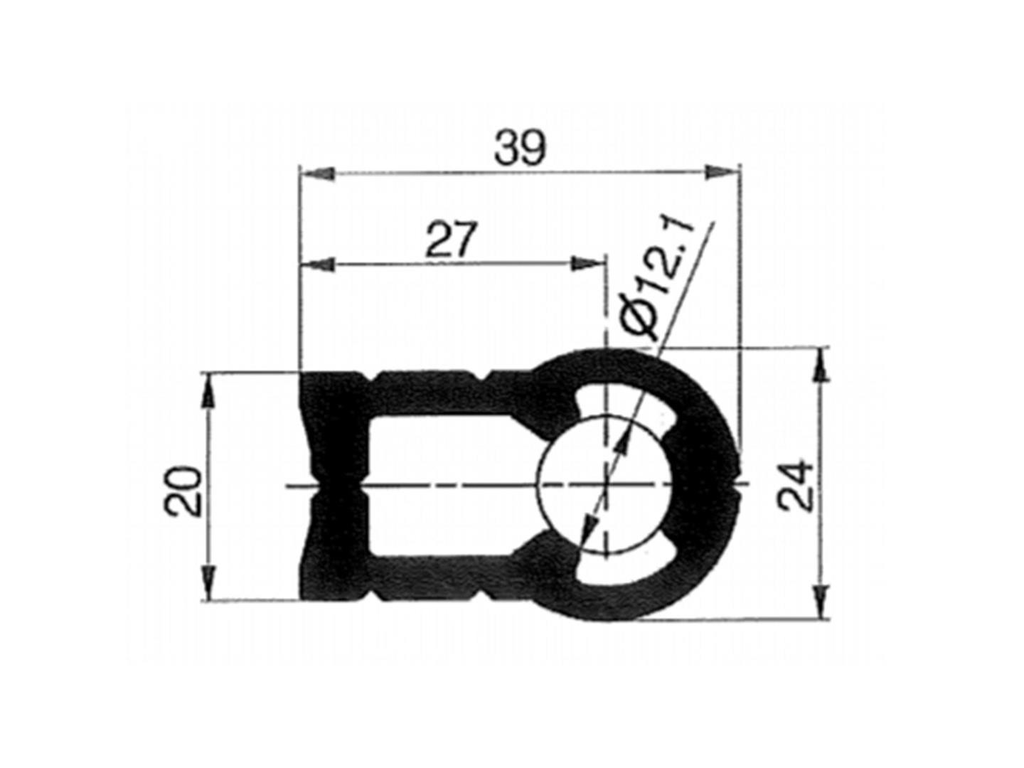 Dørprofil rå 5 hæng 3580/650mm - P12856