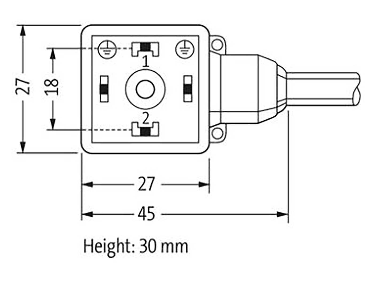 Hirschmannkontakt m. 10m grå kabel