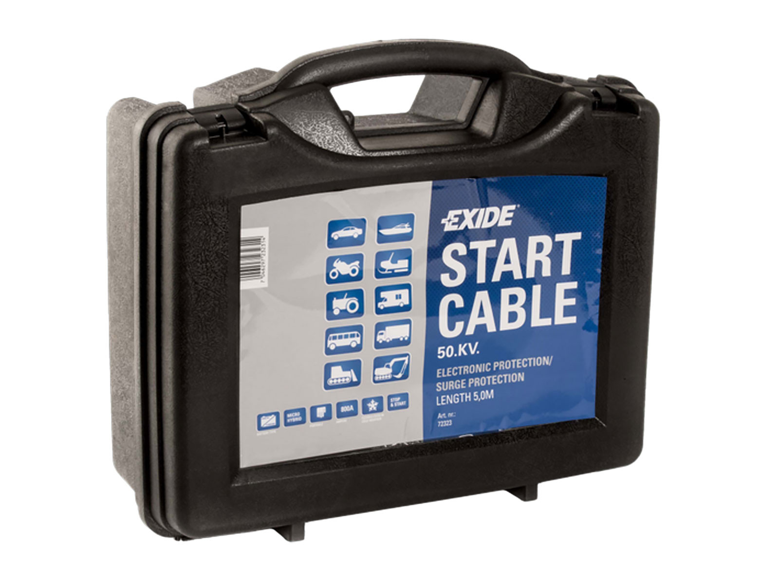 Startkabelsett m/klemmer,50qmm,5 meter,m/oversp.vern,koffert - 2672323