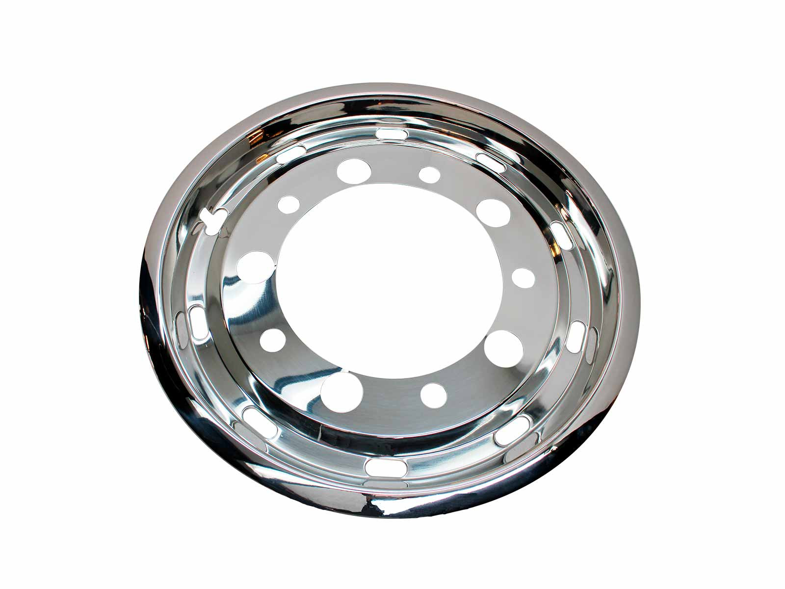 Hjulkapsel 22,5" rustfri Super single,  D=41mm - Indv.Ø281mm, PCD Ø335mm - Inset = 41mm - Offset = 120mm - Hul mønster, 5 store og 5 små huller