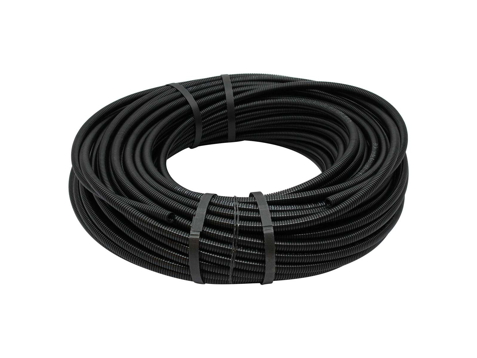 Flexirør Polyflex PVC NW10mm sort,uten splitt - Temp. -40° til +120°, UV-bestandig - Ø13mm utv.   Ø9,6 innv - 50mtr/rl.