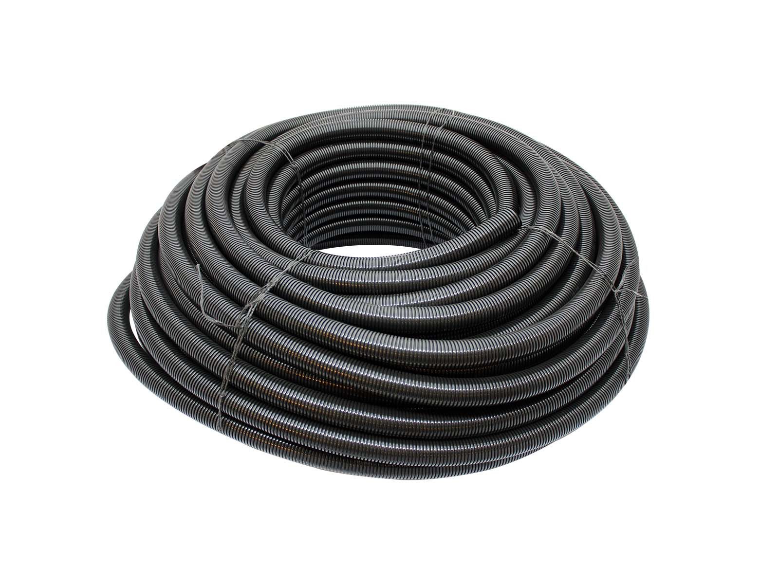 Flexirør Polyflex PVC NW23mm sort,uten splitt - Temp. -40° til +120°, UV-bestandig - Ø28,5mm utv. Ø22,6 innv. - 50mtr/rl.