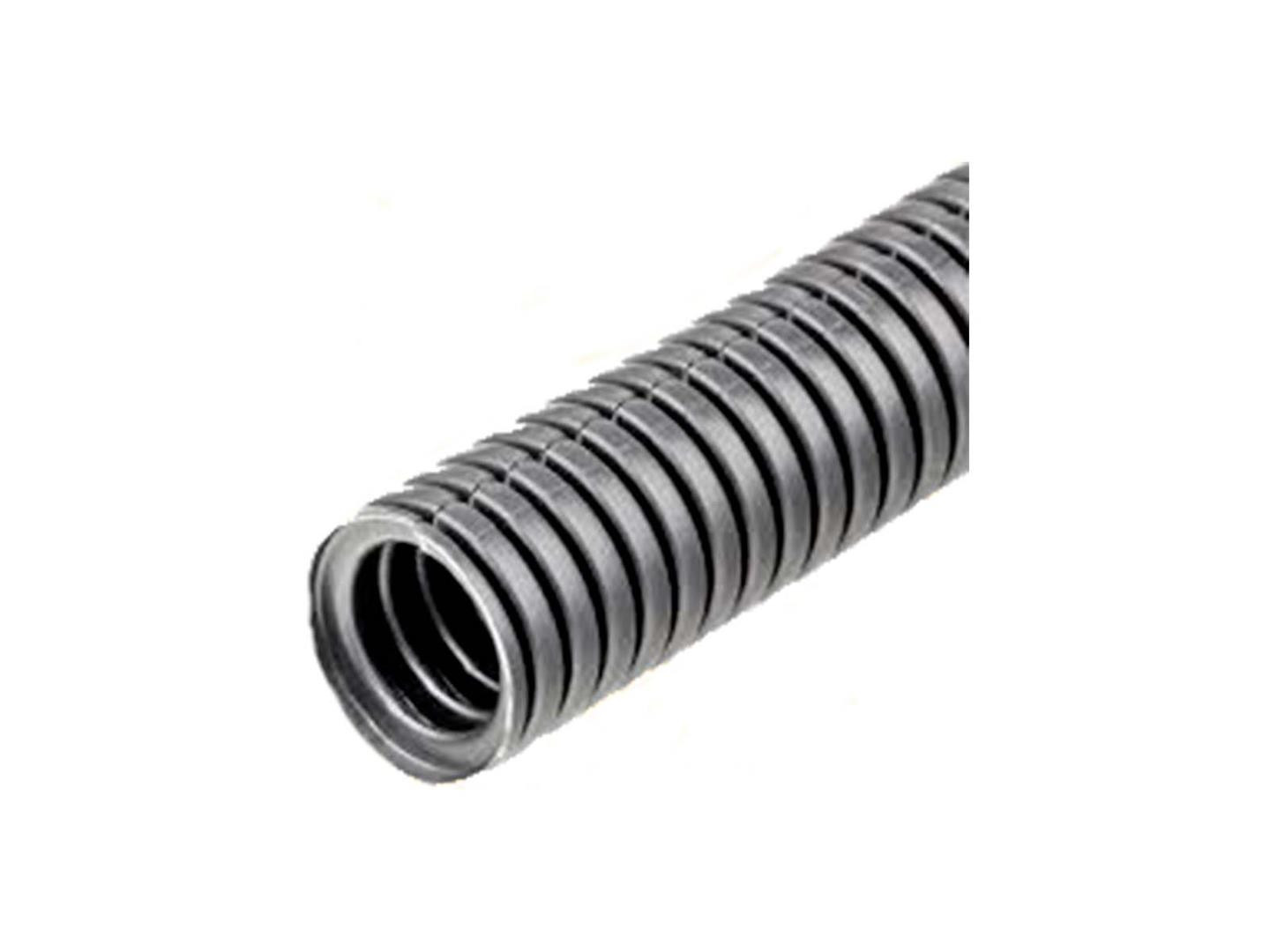 Polyflex Rillerør 22mm, sort, slidset - PP Temp. -40° til +130°, UV-bestandig - Ø25,5mm udv. Ø21,8mm indv - 50mtr/rl.