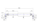 Gasfjeder 600N, 685mm med M8 kugleled