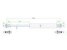 Gasfjeder 400N 785mm m/M8 kugle