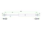 Gassdemper 600N 685mm m/8mm øye - 1001051
