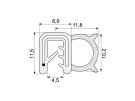 Klemprofil m/epdm profil på siden 1,5mm - 33.395x