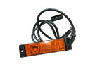 Markeringslampe orange  24V1,0W - Med 1 LED, gult glas med refleks, sort hus, - 1,3m. ledning og 2-polet QuickLink - stikforbindelse. ADR-godkendt. E1- Klemfeste