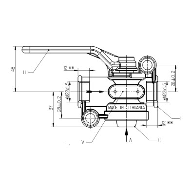 Wabco Tre-vegskran M22x1,5 180gr