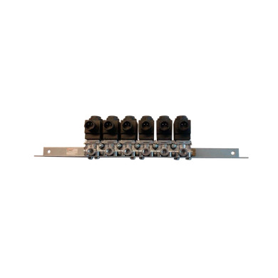 6 Rekker 3/2 veis ventil Norgren - Mont. på skinne. Inkl. kontakter og kabel.