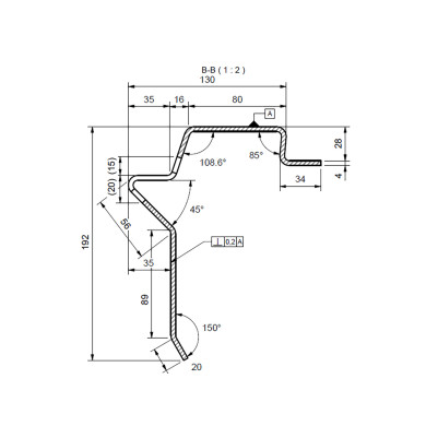 Kantprofil m/nese 2996mm lengde, 28mm m/surringshull