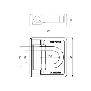 Surringskrok D-ring foldes ned 2500/mbl