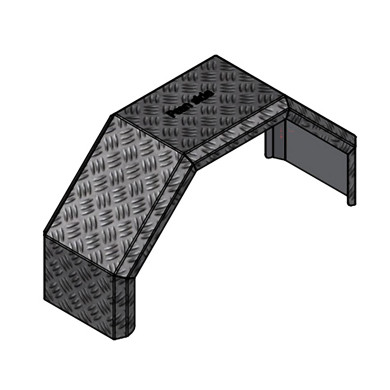 Aluminiumskjerm, hel 450x1310mm f. andre styreaksel -pulverlakkert utvendig - Ritn.nr: 20221280