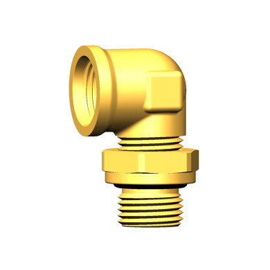 Raufoss vinkel M22x1,5. Indvendig M16x1,5 udvendig med møtrik og O-ring