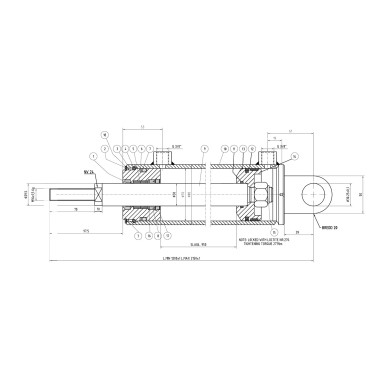MC Dobbeltvirkende sylinder 80/70x30x950mm