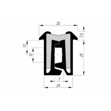 Poliall hengsle 2700x29mm, type Tila -  (OBS: pakket 2.stk i papir)