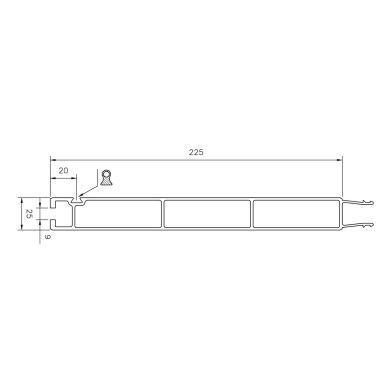 Underprofil 225 mm / 2,5 m - B101825