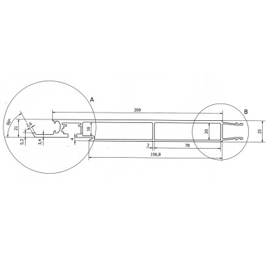 Underprofil Forstærket 200mm 7.500mm  - Anod.
