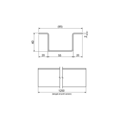 Utbyggnadsprofil för lådor. 40 mm.