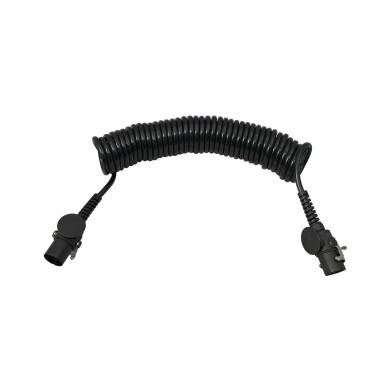 Spiralkabel 15-polet m/støpsel. 9,5m  - 10x1,5mm²+3x2,5mm²+1x(2x1,5mm²) - Materiale TPE. Coil Ø117mm - Max arbeidslengde 7-8 meter