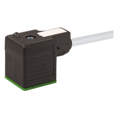 Hirschmannkontakt m. 3m grå kabel 2 dioder