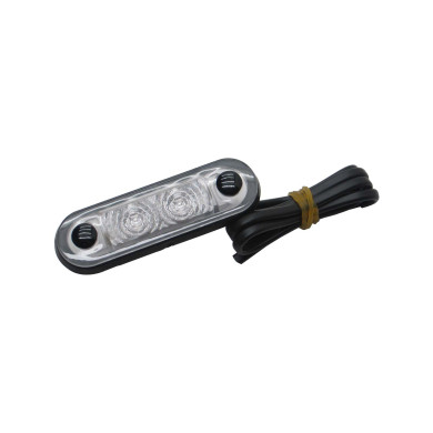 Makeringslampe Rød 12/24V LED,klart glass 500mm kabel