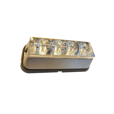 Varsellys, flash 4 LED 10-30V orange - 122x50x40mm STRL4ACL-R65 - Klar linse  - Hus i polert aluminium