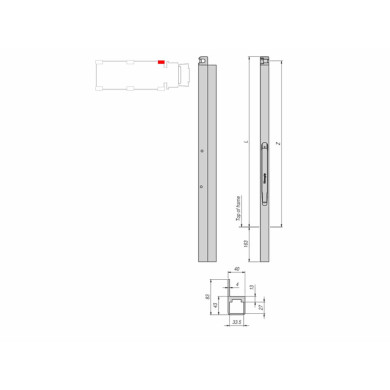 Forstolpe alu 1000mm K30 venstre - 310372