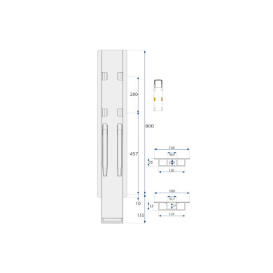 Sidestolpe K20 galvanisert 800mm 2-port - 208203