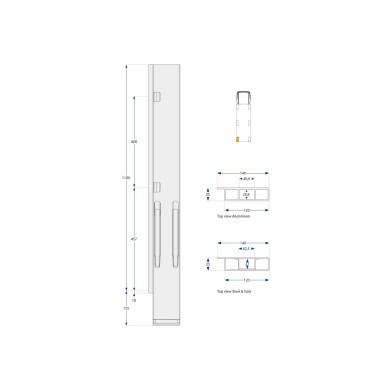 bagstolpe K20 1000mm microgalv BE venstre