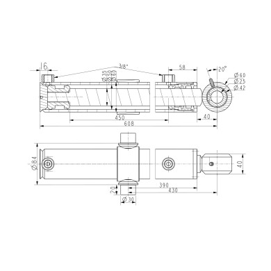 Hydraulikk Sylinder Ø60/50x35x450mm - XE650500000HM02