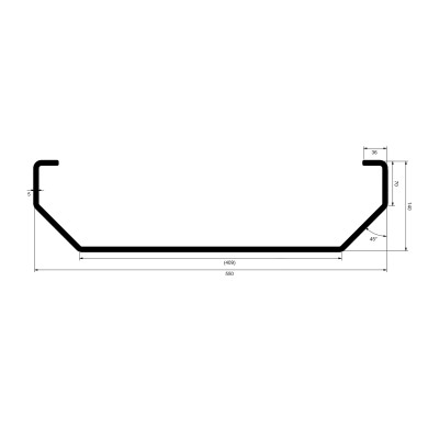 Nettkasse  2500x550mm m/kantprofil, Eloksert
