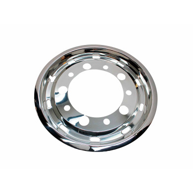 Hjulkapsel 22,5" rustfri Super single,  D=41mm - Indv.Ø281mm, PCD Ø335mm - Inset = 41mm - Offset = 120mm - Hul mønster, 5 store og 5 små huller