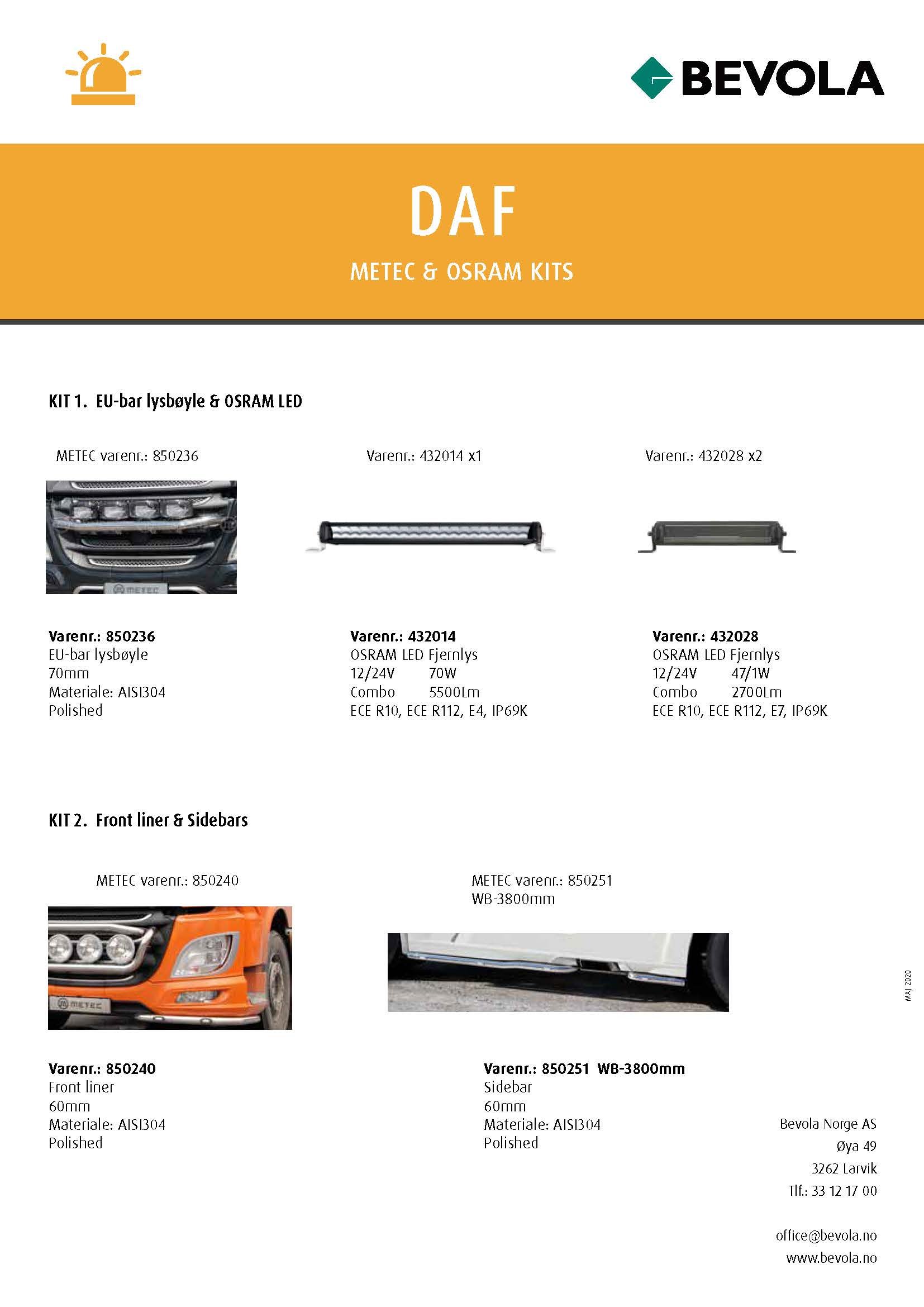 METEC + OSRAM KITS DAF