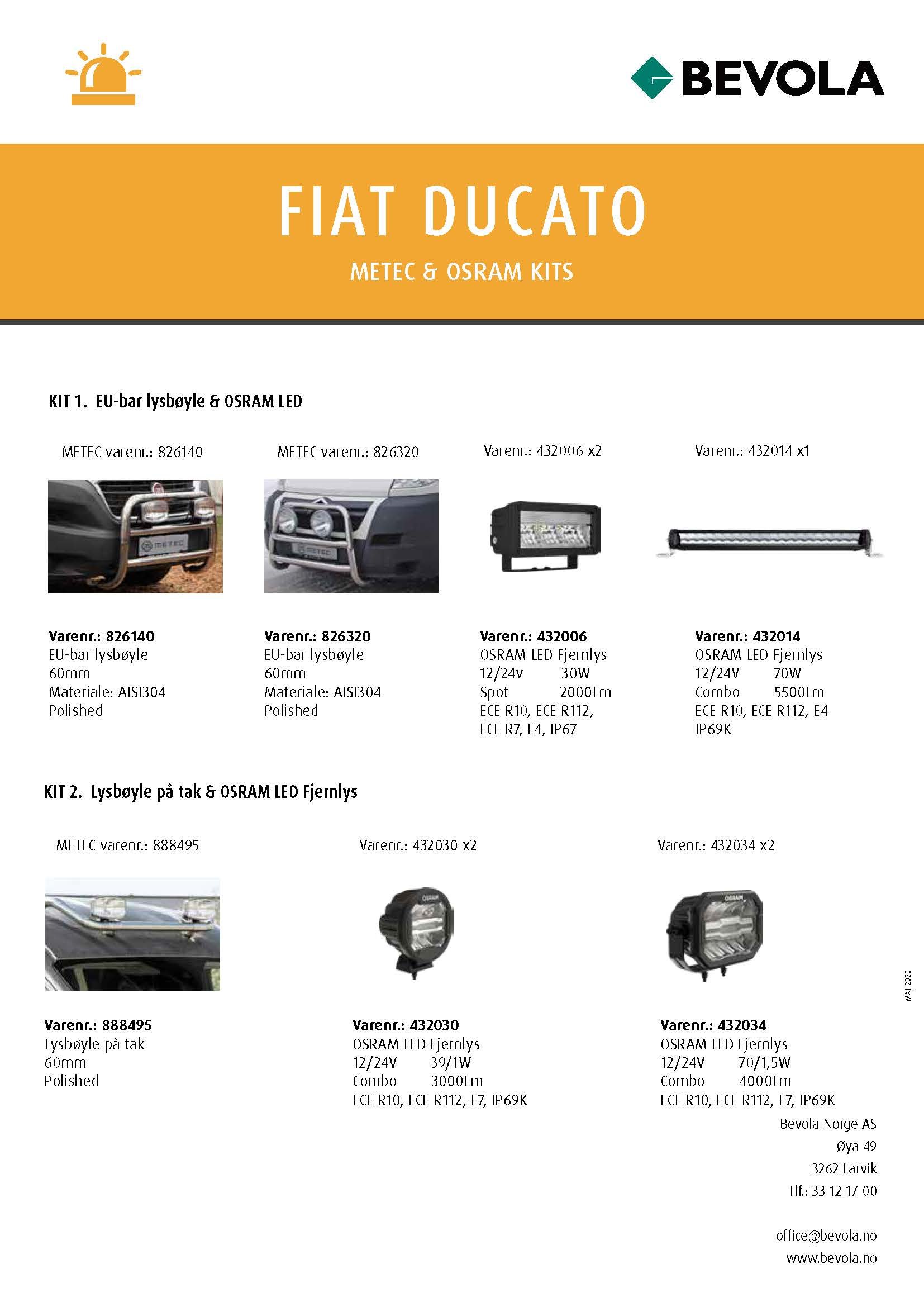 METEC + OSRAM KITS FIAT DUCATO
