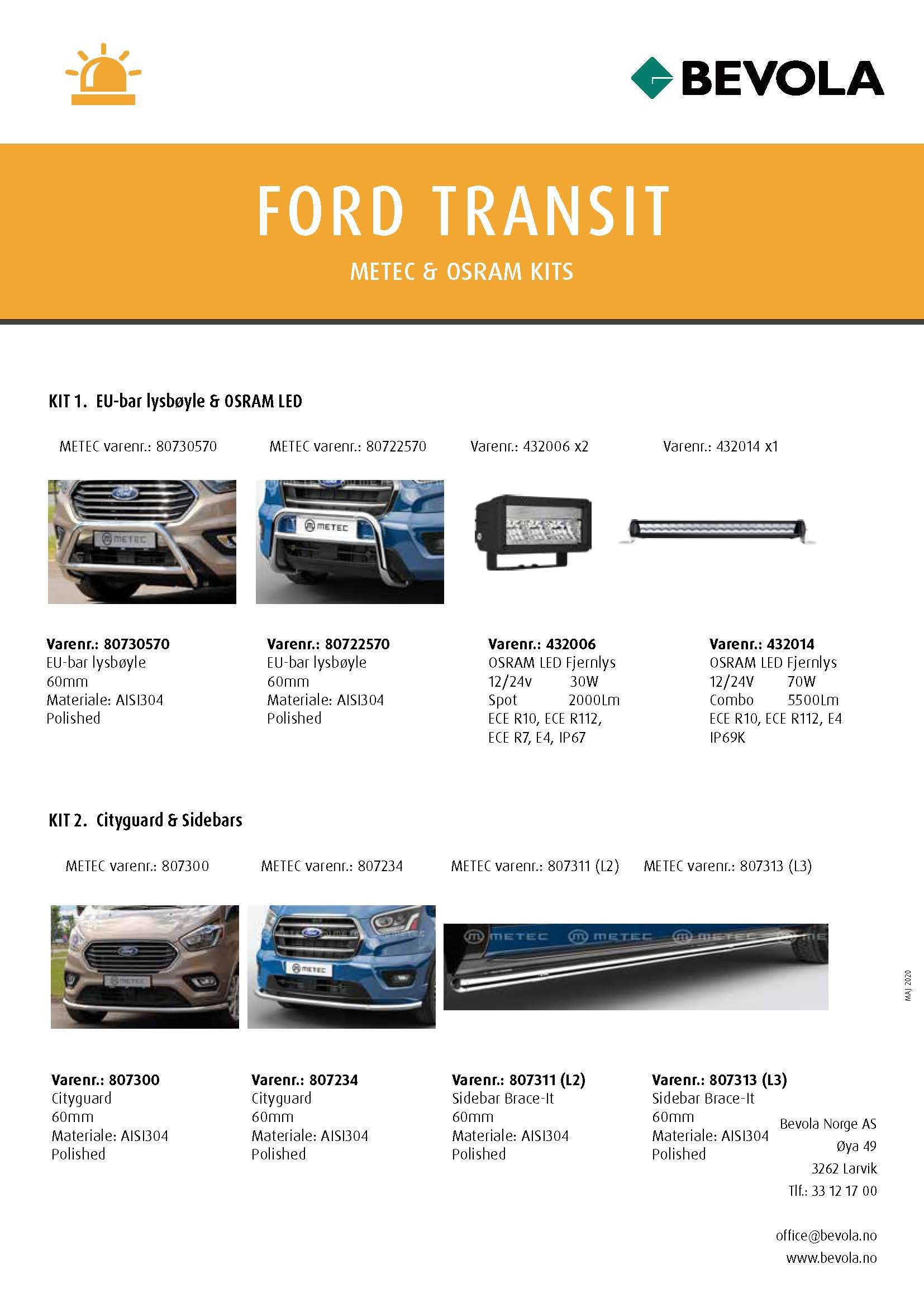 METEC + OSRAM KITS FORD TRANSIT